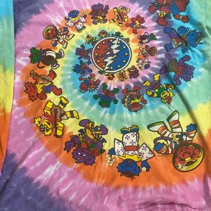 Real vintage Grateful Dead Tie dye dancing bears in costume liquid blue long sleeve tee shirt EXTREMELY rare size XL 1990s