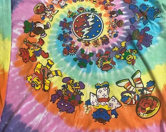 Real vintage Grateful Dead Tie dye dancing bears in costume liquid blue long sleeve tee shirt EXTREMELY rare size XL 1990s
