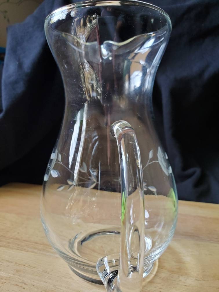 Princess House Crystal Heritage Collection Pitcher With Ice Lip and an Open Cat Tail Handle Etsy