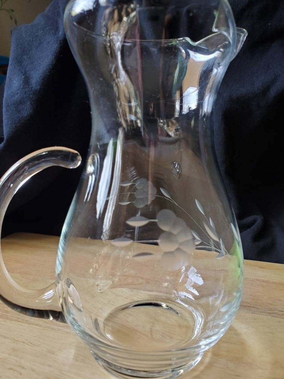 Princess House Crystal Heritage Collection Pitcher With Ice Lip and an Open Cat Tail Handle Etsy