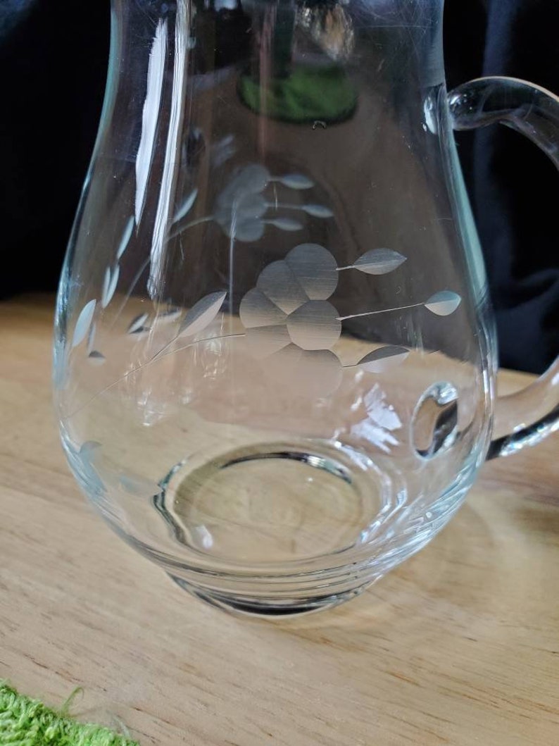 Princess House Crystal Heritage Collection Pitcher With Ice Lip and an Open Cat Tail Handle Etsy