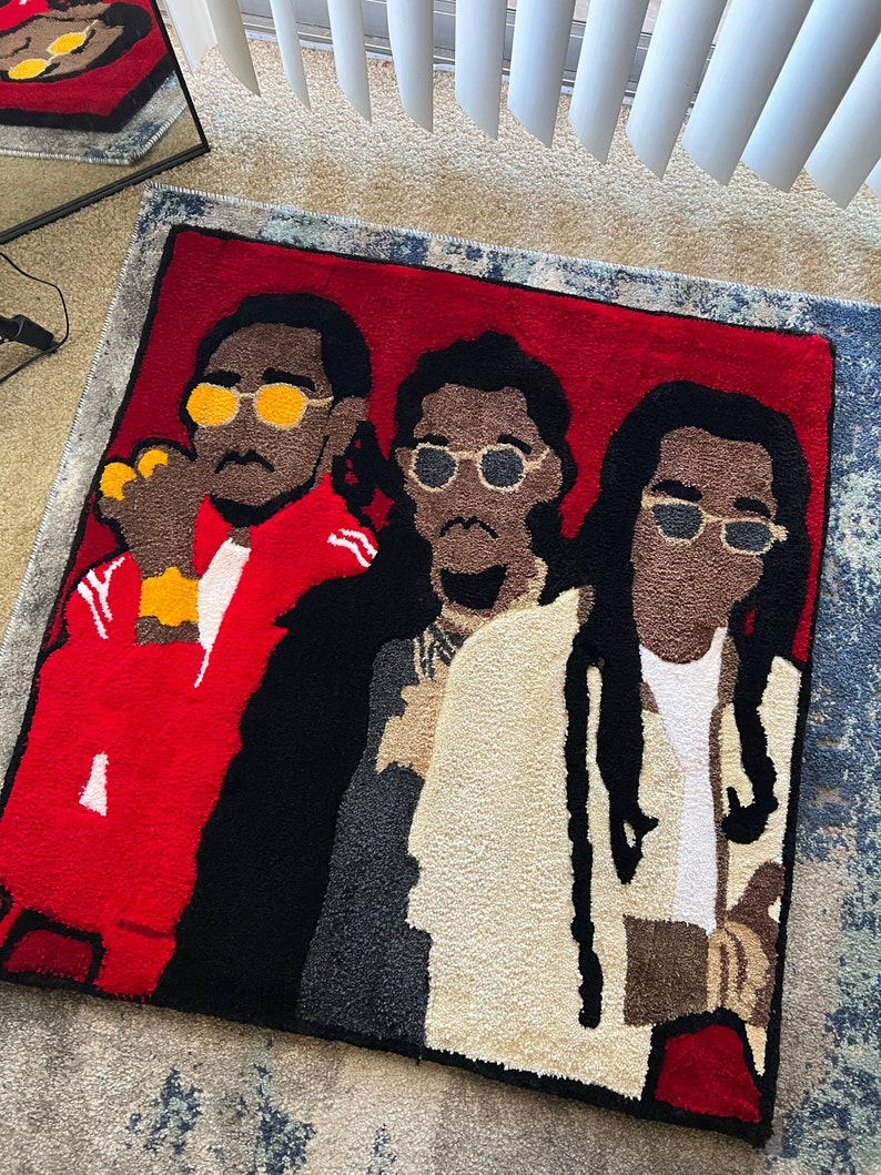 Migos Tufted 4x4 Rug, Tufted Rug, Rappers Migos, Celebrity, Custom Rug ...