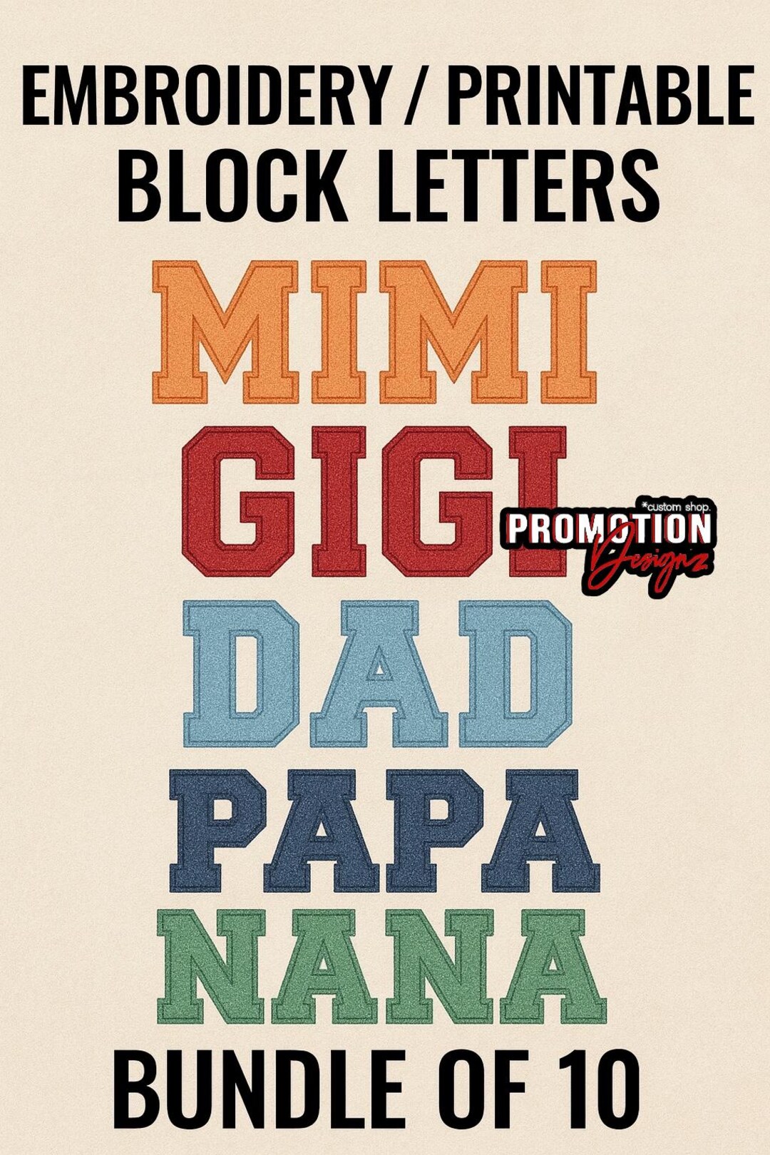 Family Outline Block Letter Bundle | Embroidery Printable, Vinyl ...