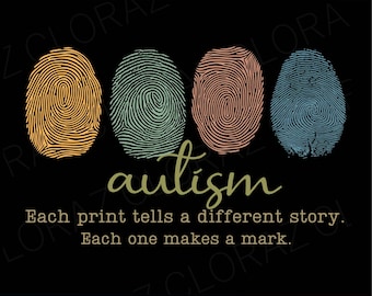Fingerprint Autism, Each Print Tells A Different Story Svg, Autism Awareness Svg, Neurodiversity Svg, Png, Dxf, Eps, Instant Download