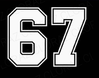 Number 67 Numbered Uniform Sports Jersey Team 67th Birthday Svg, 67 SVG Svg, Six Seven Birthday Design Svg, Png, Dxf, Eps, Instant Download