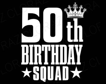 Plantilla de cumpleaños número 50 (SVG), plantilla de cumpleaños número 50 (SVG), plantilla de cumpleaños a juego (SVG), archivos vectoriales, descarga instantánea