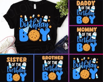 Bundle Family of the birthday boy Milk and Cookies 1st birthday Svg, Cookie And Milk Birthday, 1st Birthday Party Svg, Milk And Cookies Svg