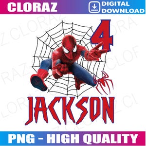 Customized Spider Hero themed birthday PNG, Personalize Your Celebration, Superhero Birthday Svg, 4th Birthday Boy Png