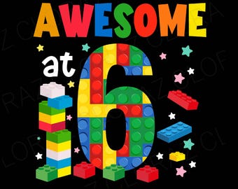 Building Blocks Brick 6th Birthday 6 Year Old Boy Svg, Birthday Block Building Svg, Blocks 6th Birthday Svg, Png, Dxf, Eps,Instant Download
