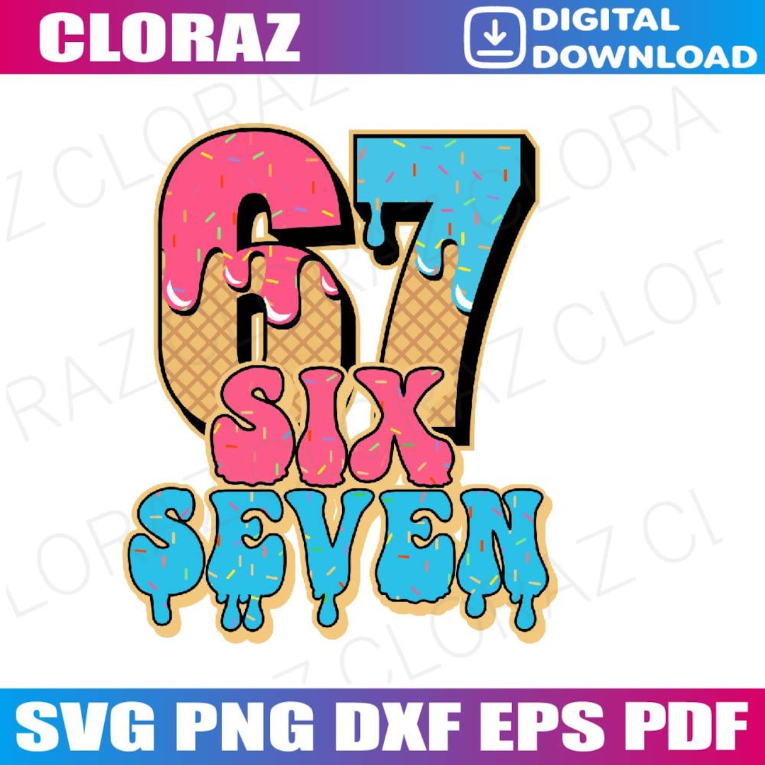 Baseball Drip Number 67 Player or 67th Birthday Svg, Six Seven Ice