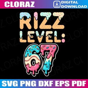Rizz Nivå 67 Meme Glass Drip Meme Six Seven 6 7 Svg, Six Seven Svg, Glass 67 Baseboll, Basebollnummer Svg, Png, Direktnedladdning