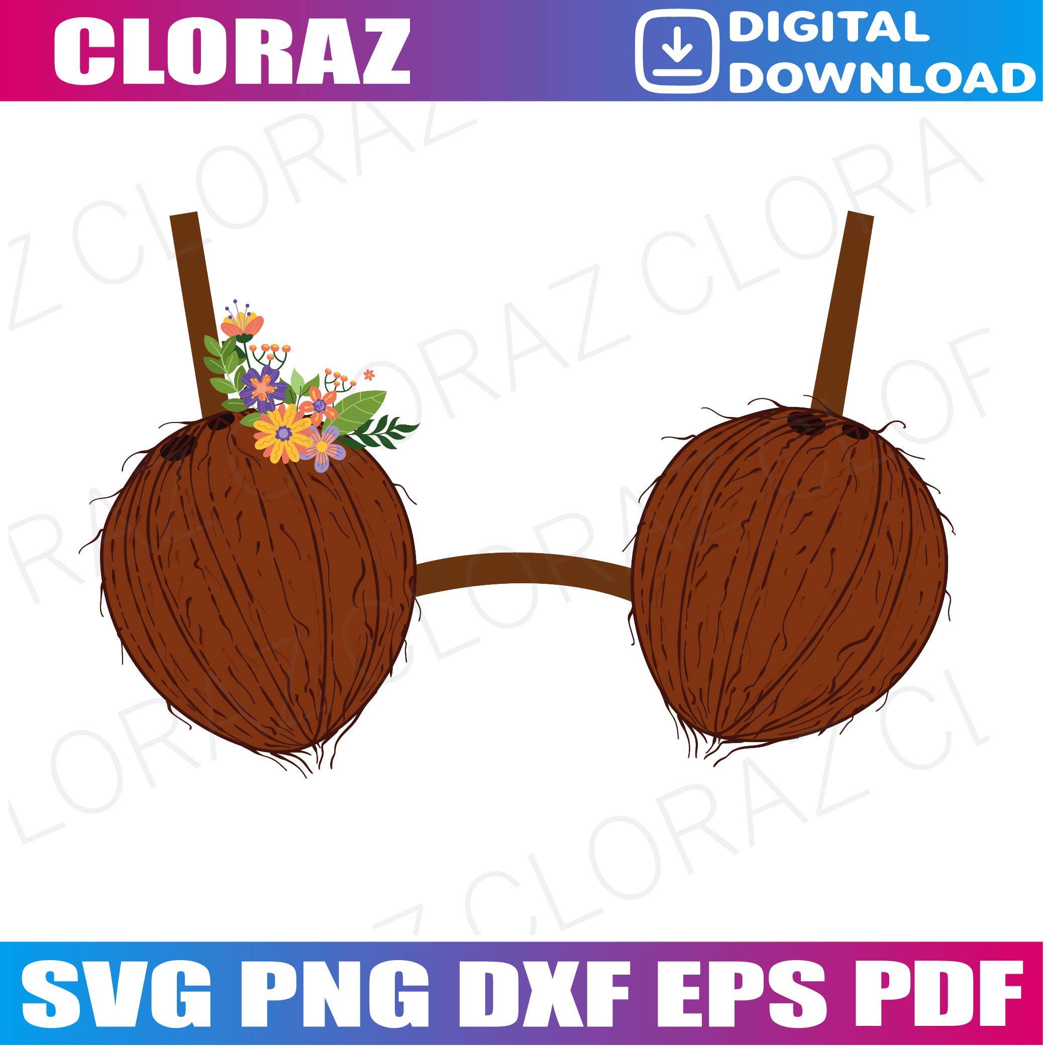 Summer Coconut Bra Halloween Costume Coconut Flowers Bra Svg, Coconut ...