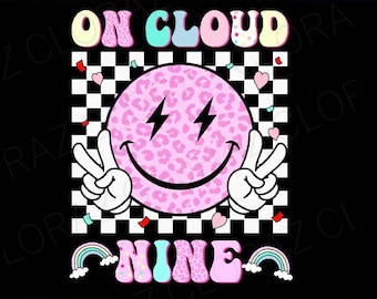 Gro-ovy On Cloud Nine Bday 9th Birthday Girl 9 Year Old Svg, 9th Birthday Girl Svg, Happy 9th Birthday Svg, Png, Dxf, Eps, Instant Download