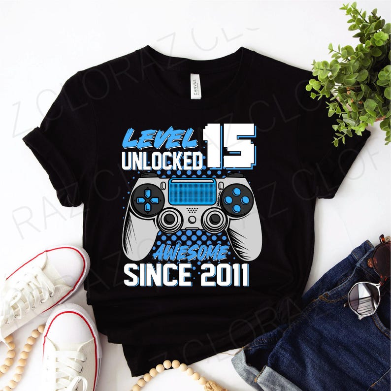 Bundle Kids 10-15 Year Old Birthday Boy Level 10-15 Gamer, Video Game Party Svg, Awesome Since 2011-2016, 10-15 Years Old Svg, Png, Dxf, Eps image 3