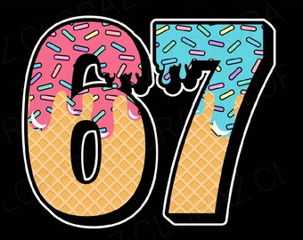 67 Ice Cream Drip Meme Funny Six Seven Gen Alpha Slang Png, Six Seven ...
