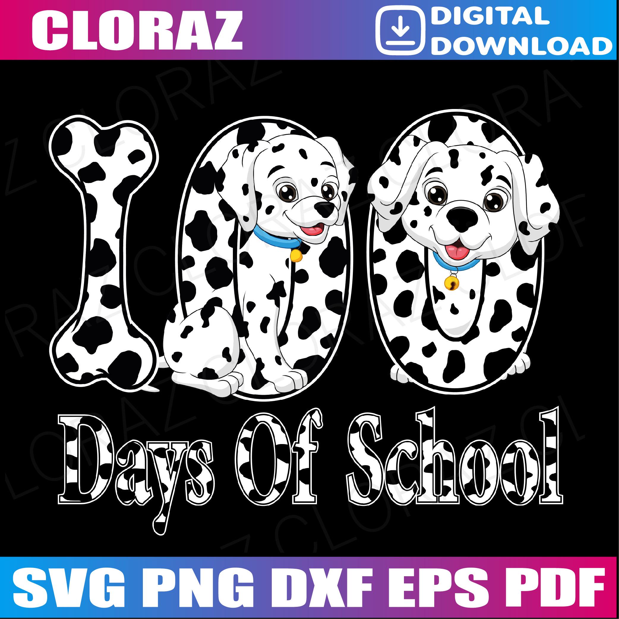 100e dag van school Dalmatische hond Svg, 100 dagen van school leraar Svg, grappige 100 dagen Svg, Dalmatische Svg, sublimatie ontwerpen downloads