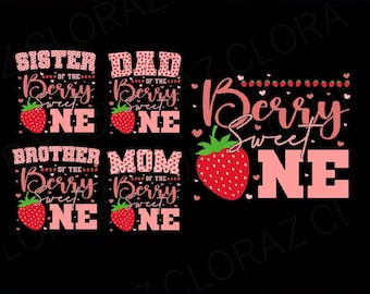 Bundle Family of the Berry Sweet One First Birthday Funny Strawberry Svg, Sweet One Svg, Strawberry Birthday Svg, Family Berry Svg
