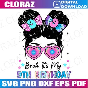 Bruh It&#39;s My 9th Birthday 9 Year Old Birthday Svg, 9 Years Old Svg, Birthday Boy Svg, 9th Birthday Svg, Birthday Boy, Png, Instant Download