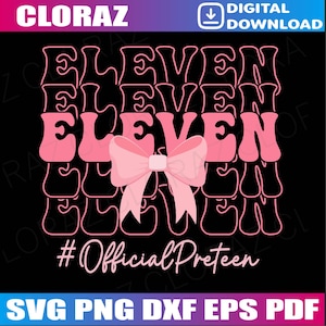 Birthday Girl Pink Coquette Bow 11 Year Old Aesthetic Girly Svg, Pink Coquette Bow Svg, 11 Year Old Birthday Girl Svg, Png, Instant Download