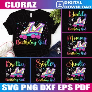 Bundle Familie des Geburtstagskindes Skater Rollschuh Familie Party svg, Papa Mama Bro Sis des Geburtstagskindes svg, Geburtstags-Rollschuh-svg