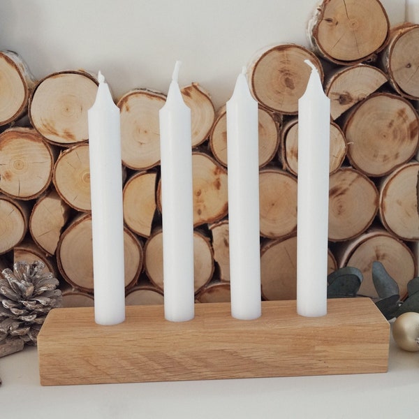 Kerzenhalter aus Holz für Stabkerzen handgemacht - DekoPanda