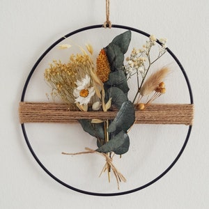 Dried flower wreath Metal ring Wall decoration with dried flowers Gift idea - DecoPanda