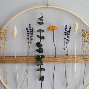 Dried flower wreath window wreath wall decoration wooden ring DekoPanda