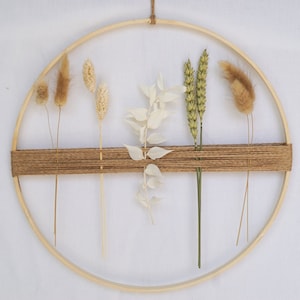 Dried flower wreath wooden ring dried flowers wall decoration door wreath - DekoPanda