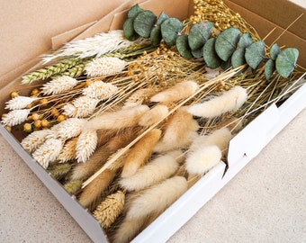 Dried flower mix, natural with eucalyptus – DIY flower box for wreaths and creative decorations