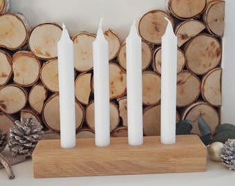 Handgemaakte houten kandelaar voor stokkaarsen - DekoPanda