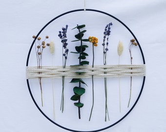 Dried flower wreath window wreath metal ring wall decoration gift idea - DekoPanda