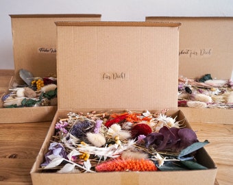 Dried flowers DIY mix flower box different colors and box sizes for creative projects - DekoPanda