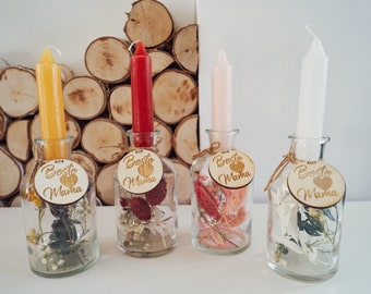 Kaarsglas gedroogde bloemen in een glas Beste cadeau-idee voor moeders - DekoPanda