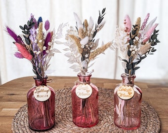 Dried flowers bouquet personalized vase gift idea flower vase - DekoPanda