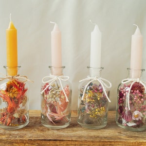 Candle jar with dried flowers table decoration "Colourful" - DekoPanda