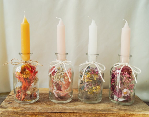 DIY Dried Flowers Decorated Candles