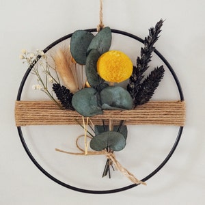 Dried flower wreath metal ring with dried flowers gift idea wall decoration - DekoPanda