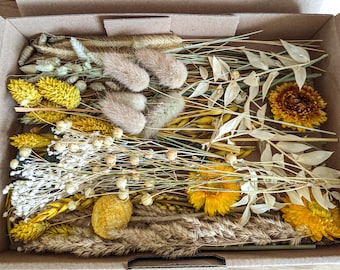 Dried Flower DIY Mix Flower Box Yellow Natural White for Creative Projects - DekoPanda®
