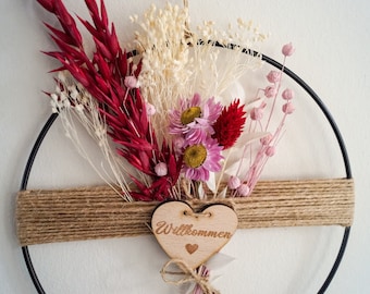 Personalized dried flower wreath door wreath with dried flowers gift idea - DekoPanda