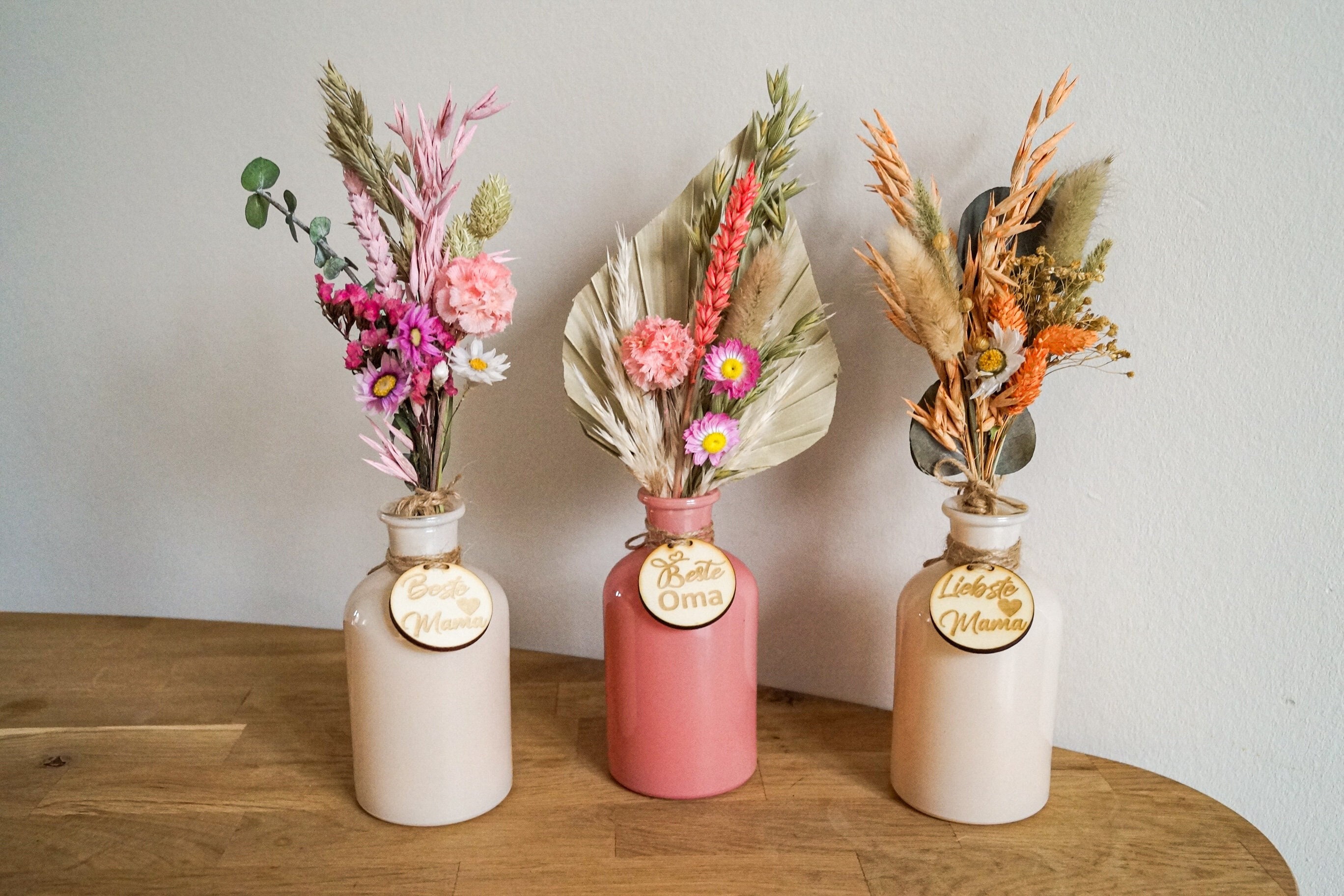 Dried flowers bouquet personalized gift idea flower vase - DekoPanda