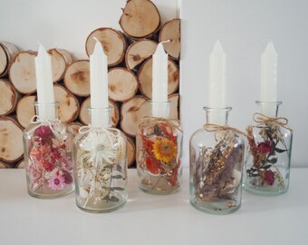 Kandelaar kaars glas tafeldecoratie cadeau idee bloemen in glas - DekoPanda