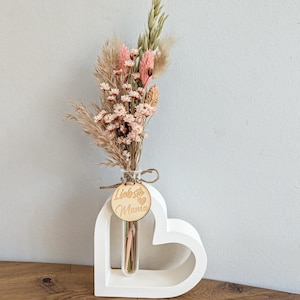 Trockenblumen Blumenstrauß Raysin Herzvase Geschenkidee - DekoPanda