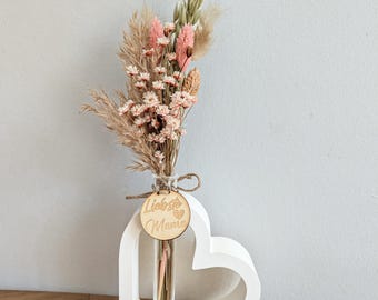 Trockenblumen Blumenstrauß Raysin Herzvase Geschenkidee - DekoPanda