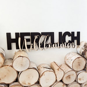 Lettering Welcome wooden decorative sign wall decoration entrance area door decoration - DekoPanda