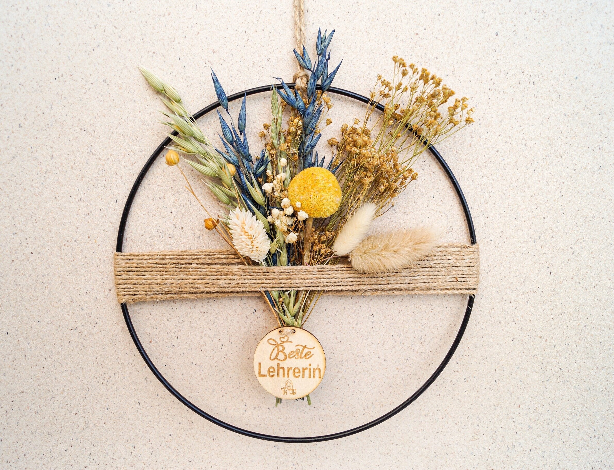 Dried flower wreath metal ring dried flowers personalized gift idea - DekoPanda