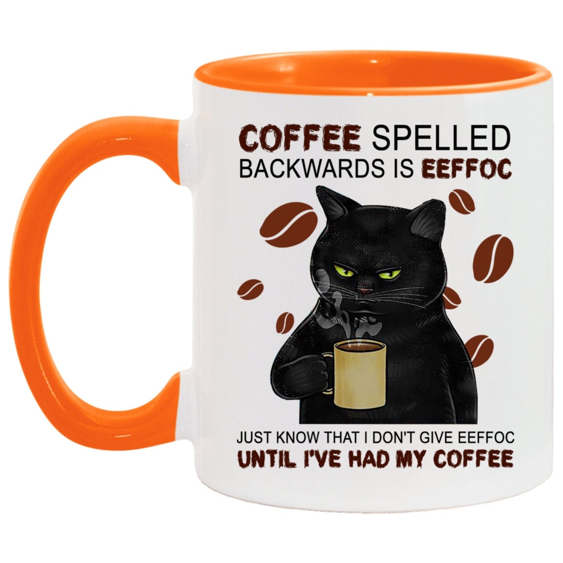 Coffee Spelled Backwards Is Eeffoc AM11OZ Accent Mug Black Etsy