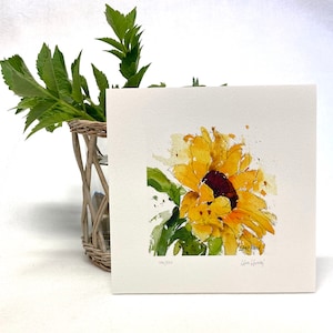 SUNFLOWER Watercolor Floral Print, Sunflower Painting, Sunflower Art, Gift for Her, Farmhouse Decor, Gift for Teacher, Home Decor Wall Art