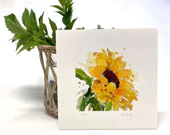 SUNFLOWER Watercolor Floral Print, Sunflower Painting, Sunflower Art, Gift for Her, Farmhouse Decor, Gift for Teacher, Home Decor Wall Art