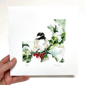 Chickadee Watercolor Print, Chickadee Painting, Chickadee Art Print, Chickadee Art, Bird Lover Gift, Bird Art Print, Bird Art Painting