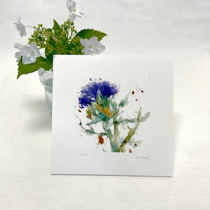 THISTLE Watercolor Floral Print, Thistle Painting, Thistle Wall Art, Housewarming Gift, Scotland Flower, Scottish Friend Gift, Botanical Art